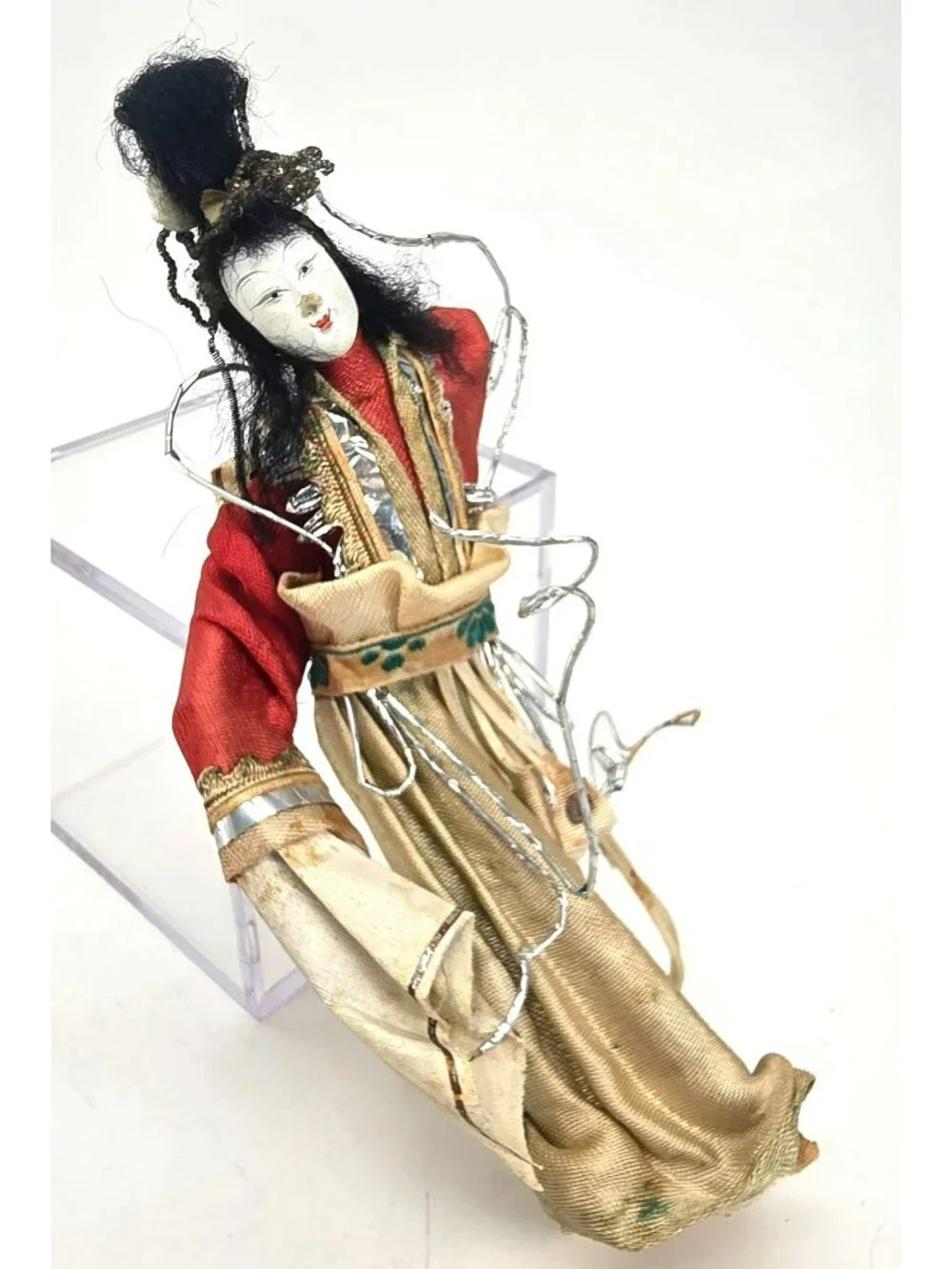 Vintage Japanese Geisha Doll With Rickshaw Figurine Set JE307